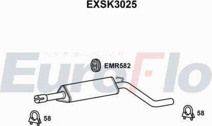 EuroFlo EXSK3025 - Вкладиш глушника, глушник вихлопних газів кінцевий autocars.com.ua