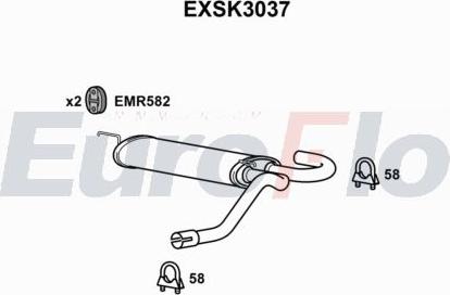 EuroFlo EXSK3037 - Вкладиш глушника, глушник вихлопних газів кінцевий autocars.com.ua