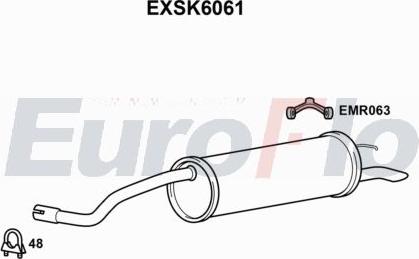 EuroFlo EXSK6061 - Вкладиш глушника, глушник вихлопних газів кінцевий autocars.com.ua