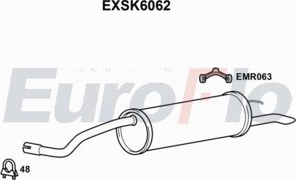 EuroFlo EXSK6062 - Вкладиш глушника, глушник вихлопних газів кінцевий autocars.com.ua