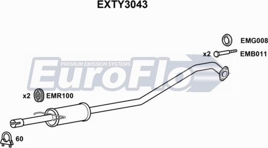 EuroFlo EXTY3043 - Середній глушник вихлопних газів autocars.com.ua