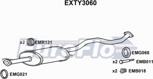 EuroFlo EXTY3060 - Середній глушник вихлопних газів autocars.com.ua