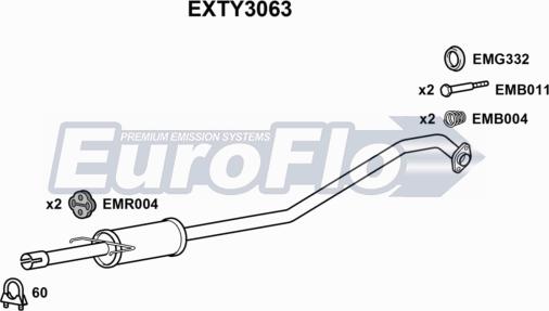 EuroFlo EXTY3063 - Середній глушник вихлопних газів autocars.com.ua