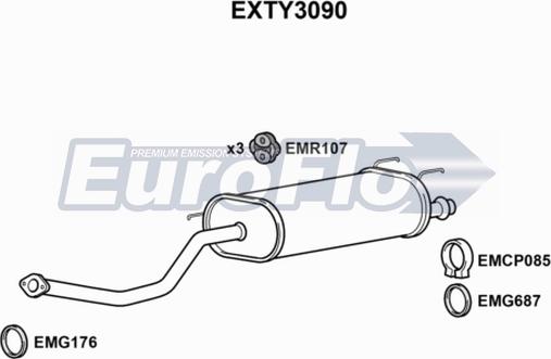 EuroFlo EXTY3090 - Середній глушник вихлопних газів autocars.com.ua