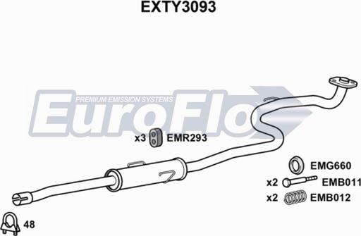 EuroFlo EXTY3093 - Середній глушник вихлопних газів autocars.com.ua