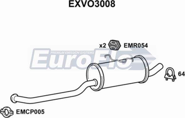 EuroFlo EXVO3008 - Середній глушник вихлопних газів autocars.com.ua