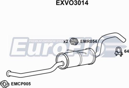EuroFlo EXVO3014 - Середній глушник вихлопних газів autocars.com.ua