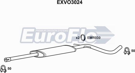 EuroFlo EXVO3024 - Середній глушник вихлопних газів autocars.com.ua