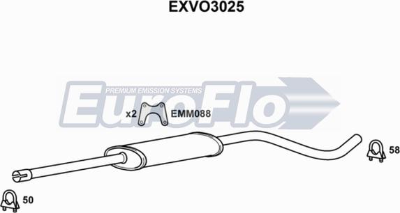 EuroFlo EXVO3025 - Середній глушник вихлопних газів autocars.com.ua