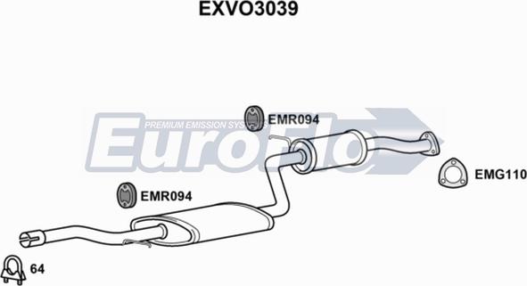 EuroFlo EXVO3039 - Середній глушник вихлопних газів autocars.com.ua