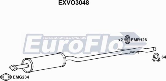 EuroFlo EXVO3048 - Середній глушник вихлопних газів autocars.com.ua