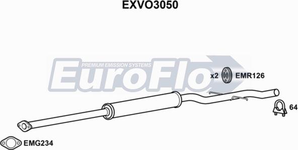 EuroFlo EXVO3050 - Середній глушник вихлопних газів autocars.com.ua