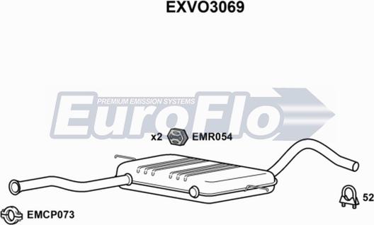 EuroFlo EXVO3069 - Середній глушник вихлопних газів autocars.com.ua