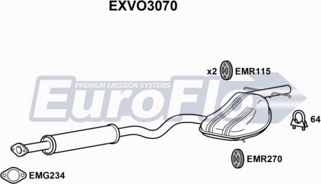 EuroFlo EXVO3070 - Середній глушник вихлопних газів autocars.com.ua