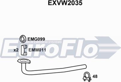 EuroFlo EXVW2035 - Труба вихлопного газу autocars.com.ua