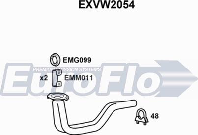 EuroFlo EXVW2054 - Труба вихлопного газу autocars.com.ua
