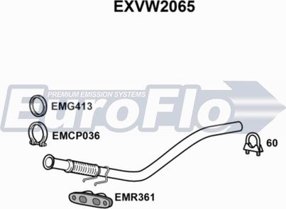 EuroFlo EXVW2065 - Труба вихлопного газу autocars.com.ua