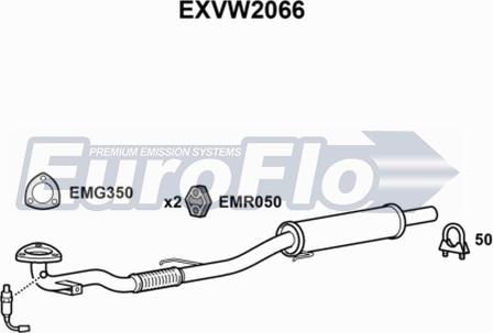 EuroFlo EXVW2066 - Труба вихлопного газу autocars.com.ua