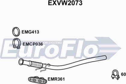 EuroFlo EXVW2073 - Труба вихлопного газу autocars.com.ua