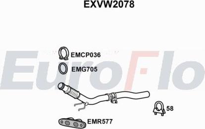 EuroFlo EXVW2078 - Труба вихлопного газу autocars.com.ua