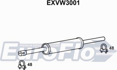 EuroFlo EXVW3001 - Середній глушник вихлопних газів autocars.com.ua