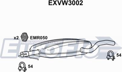 EuroFlo EXVW3002 - Середній глушник вихлопних газів autocars.com.ua