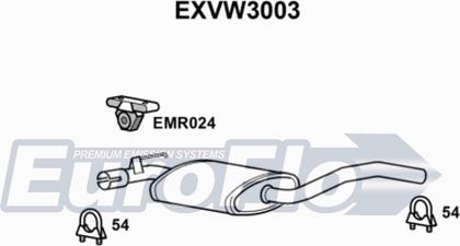 EuroFlo EXVW3003 - Середній глушник вихлопних газів autocars.com.ua