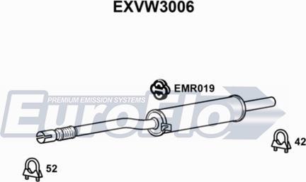 EuroFlo EXVW3006 - Середній глушник вихлопних газів autocars.com.ua