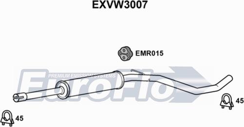 EuroFlo EXVW3007 - Середній глушник вихлопних газів autocars.com.ua