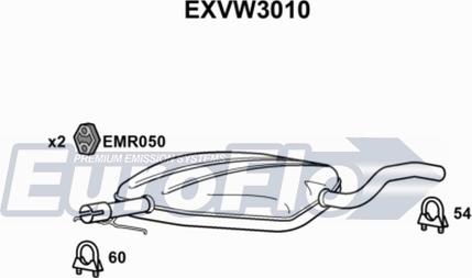 EuroFlo EXVW3010 - Середній глушник вихлопних газів autocars.com.ua