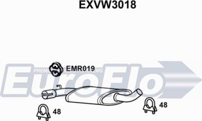 EuroFlo EXVW3018 - Середній глушник вихлопних газів autocars.com.ua