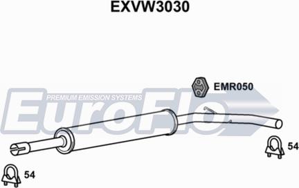 EuroFlo EXVW3030 - Середній глушник вихлопних газів autocars.com.ua