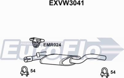 EuroFlo EXVW3041 - Середній глушник вихлопних газів autocars.com.ua