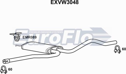 EuroFlo EXVW3048 - Середній глушник вихлопних газів autocars.com.ua