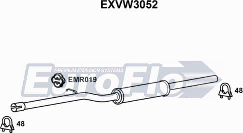 EuroFlo EXVW3052 - Середній глушник вихлопних газів autocars.com.ua