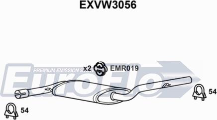 EuroFlo EXVW3056 - Середній глушник вихлопних газів autocars.com.ua