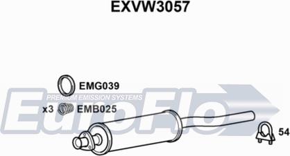 EuroFlo EXVW3057 - Середній глушник вихлопних газів autocars.com.ua