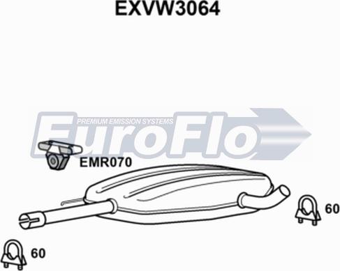 EuroFlo EXVW3064 - Середній глушник вихлопних газів autocars.com.ua
