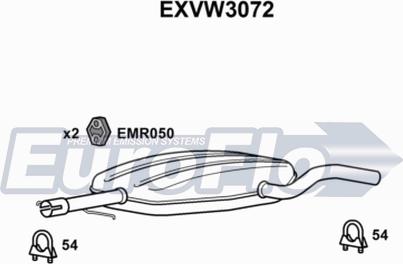 EuroFlo EXVW3072 - Середній глушник вихлопних газів autocars.com.ua