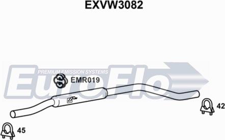 EuroFlo EXVW3082 - Середній глушник вихлопних газів autocars.com.ua