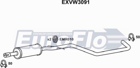 EuroFlo EXVW3091 - Середній глушник вихлопних газів autocars.com.ua