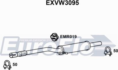 EuroFlo EXVW3095 - Середній глушник вихлопних газів autocars.com.ua