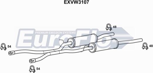 EuroFlo EXVW3107 - Середній глушник вихлопних газів autocars.com.ua