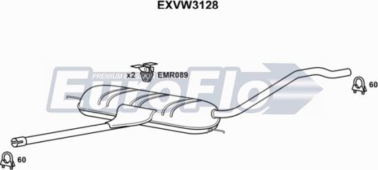 EuroFlo EXVW3128 - Середній глушник вихлопних газів autocars.com.ua