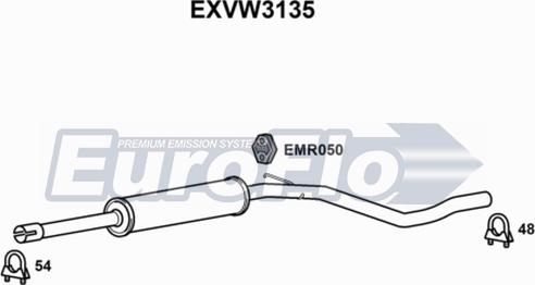 EuroFlo EXVW3135 - Середній глушник вихлопних газів autocars.com.ua
