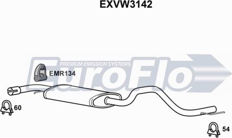 EuroFlo EXVW3142 - Середній глушник вихлопних газів autocars.com.ua