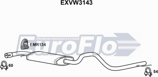 EuroFlo EXVW3143 - Середній глушник вихлопних газів autocars.com.ua