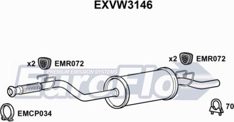 EuroFlo EXVW3146 - Середній глушник вихлопних газів autocars.com.ua