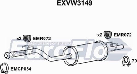 EuroFlo EXVW3149 - Середній глушник вихлопних газів autocars.com.ua