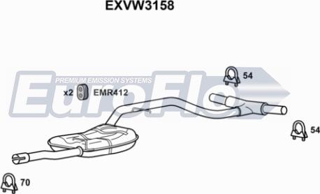 EuroFlo EXVW3158 - Середній глушник вихлопних газів autocars.com.ua